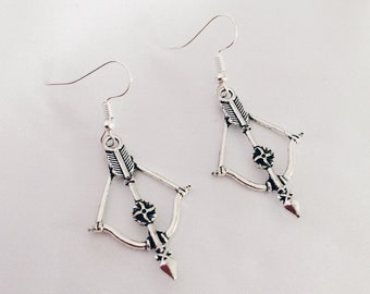 Bow and Arrow Earrings | Hawkeye Inspired Silver Plated Archery Arrows | Kate Bishop Marvel's Avengers Jewellery Gifts Handmade in the UK