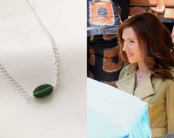 Nat's Green Bead Necklace | Black Widow Silver Plated Jewelry | Natasha Romanoff Marvel Inspired Jewellery Gifts Handmade in the UK