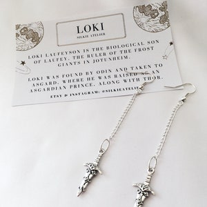 Loki Laufeyson Dagger Earrings Love is a Dagger Silver Plated Chain & Hooks TVA Marvel's Avengers Jewellery Gifts Handmade in the UK Dagger on chain