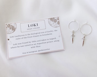 Loki Laufeyson Dagger Earrings | Love is a Dagger | Hoops | Christmas | Marvel's Avengers Jewellery Gifts, Handmade in the UK