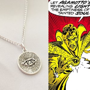 Doctor Strange Eye of Agamotto Necklace | Silver Plated Marvel&#39;s Inspired Cosplay Jewellery, Benedict Cumberbatch, Gifts Handmade in the UK