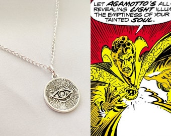 Doctor Strange Eye of Agamotto Necklace | Silver Plated Marvel's Inspired Cosplay Jewellery, Benedict Cumberbatch, Gifts Handmade in the UK