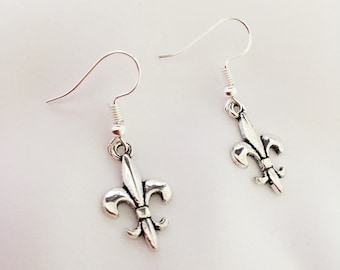 Fleur de Lis Earrings | The Originals Inspired Handmade Silver Plated Jewellery | The Vampire Diaries TVD Legacies Vampyre Gifts in the UK