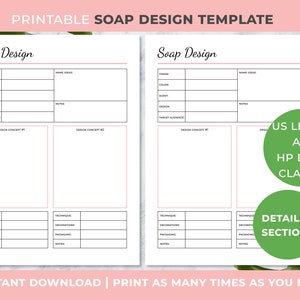 Soap Design Sheet Printable Soap Recipe Sheet Soap Business Planner ...