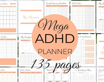 ADHD Planner Adult, ADHD Productivity, ADHD planner bundle for adults, Adhd organization, instant download only