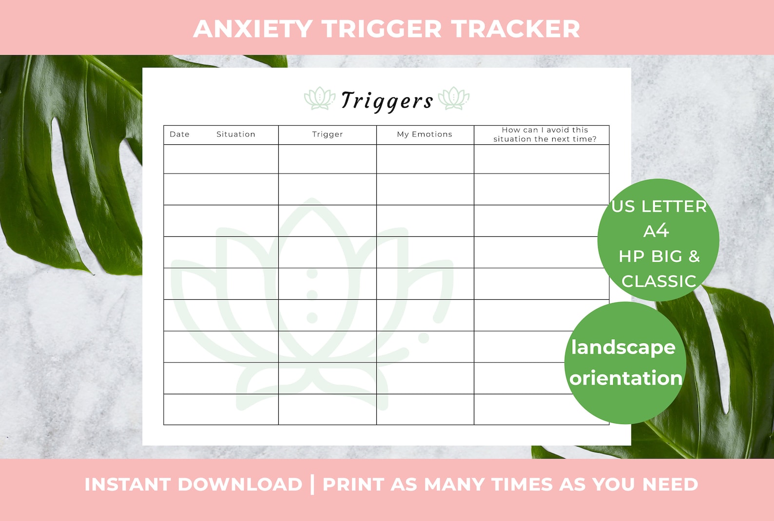 Trigger Tracker Mental Health Trigger Tracker Anxiety - Etsy UK