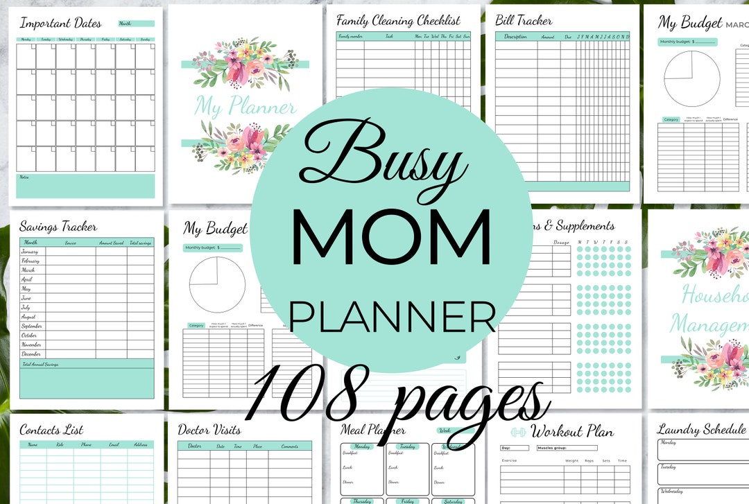 Busy Mom Planner, Home Management Planner Printable, Household Binder ...