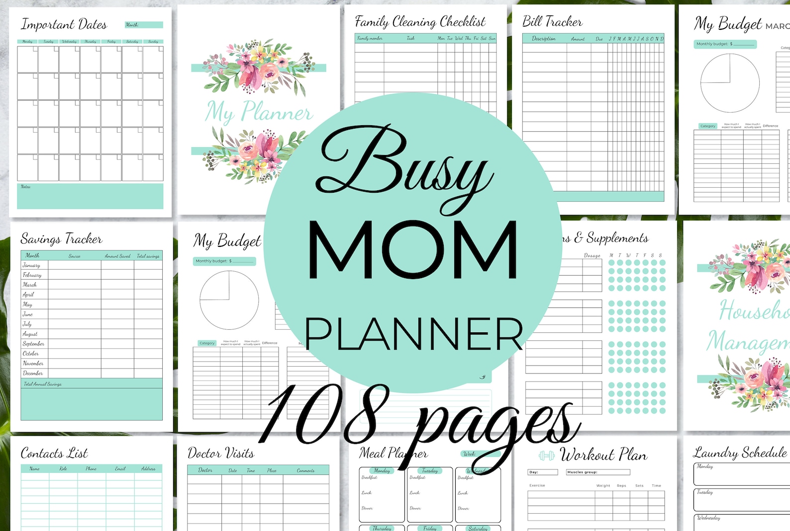 This lovely Busy Mom Planner is ideal for women who want to stay organized while also reducing the stress that comes with housework and child care!