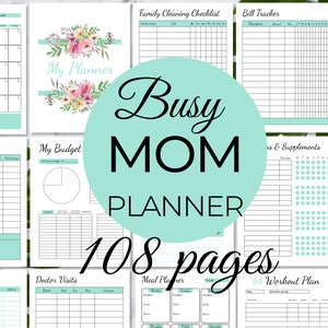 Busy Mom Planner, Home Management Planner Printable, Household Binder, Cleaning Planner