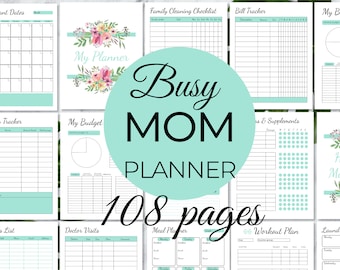 Busy Mom Planner, Home Management Planner Printable, Household Binder, Cleaning Planner