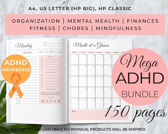 ADHD Planner Adult, ADHD Productivity planner, ADHD planner bundle for adults, Adhd organization planner pdf