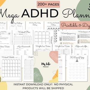 ADHD Planner for Adults: Daily Organizer, Schedule Tracker (US Letter, Digital Download)