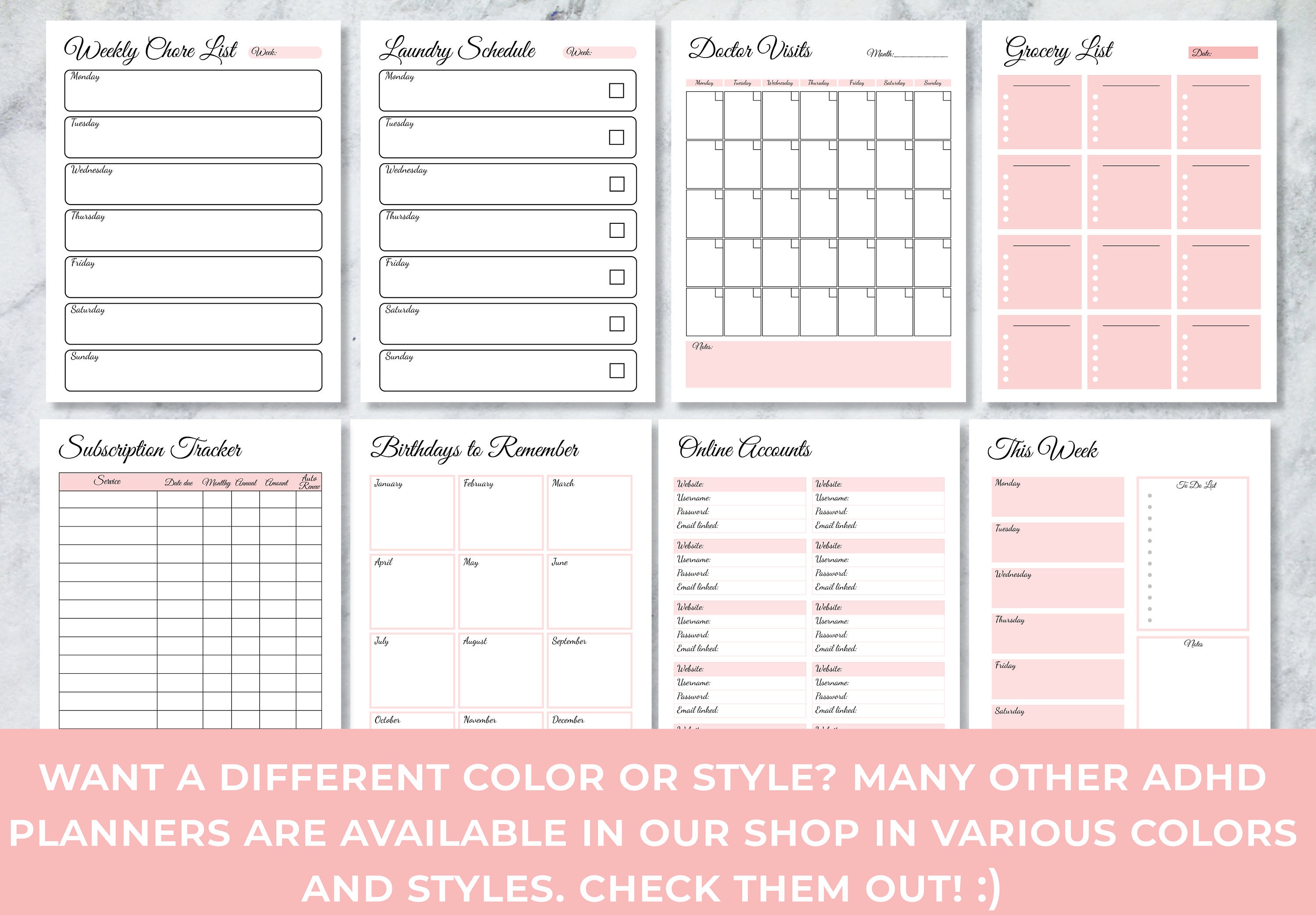 ADHD Planner Adult 125 ADHD Productivity ADHD planner bundle Etsy