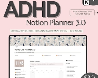 2025 ADHD Notion Planner 3.0: Life Organization Dashboard (Digital Download)