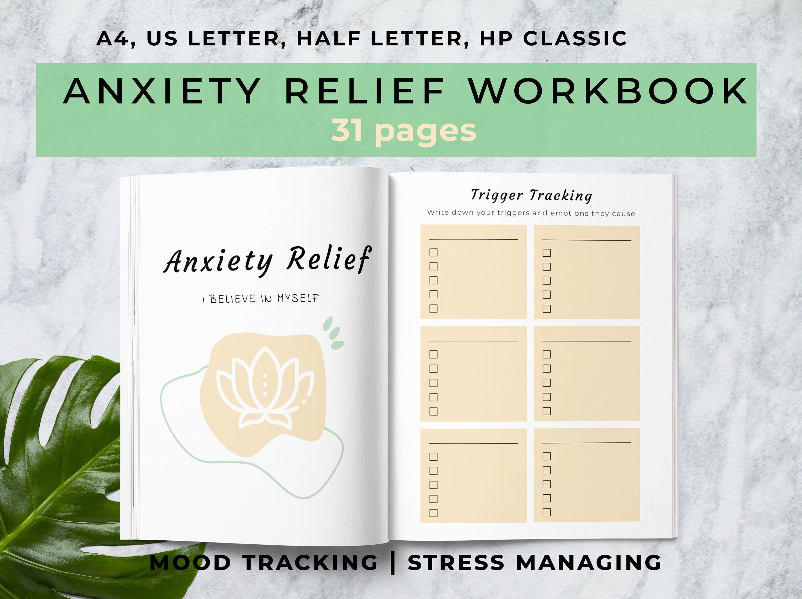 Anxiety Journal pdf Anxiety Therapy Journal Anxiety Relief Etsy