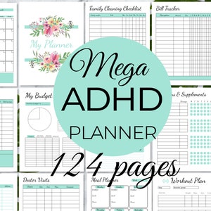 ADHD Planner Adult, ADHD Productivity, ADHD planner bundle for adults, Adhd organization, instant download only