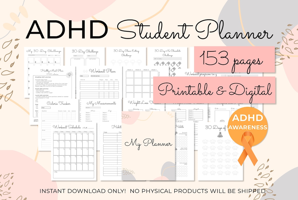 ADHD Student Planner ADHD Planner Adult Adhd Organization Etsy Australia