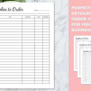 Craft Business Supplies Tracker, Supply Order Form, Inventory Tracker ...