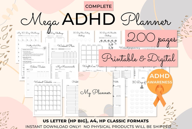 ADHD planner Adults, ADHD planner for work, ADHD organization, adhd journal 