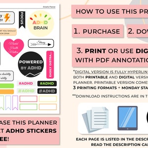 ADHD planner Adults, ADHD planner for work, ADHD organization, adhd journal image 2