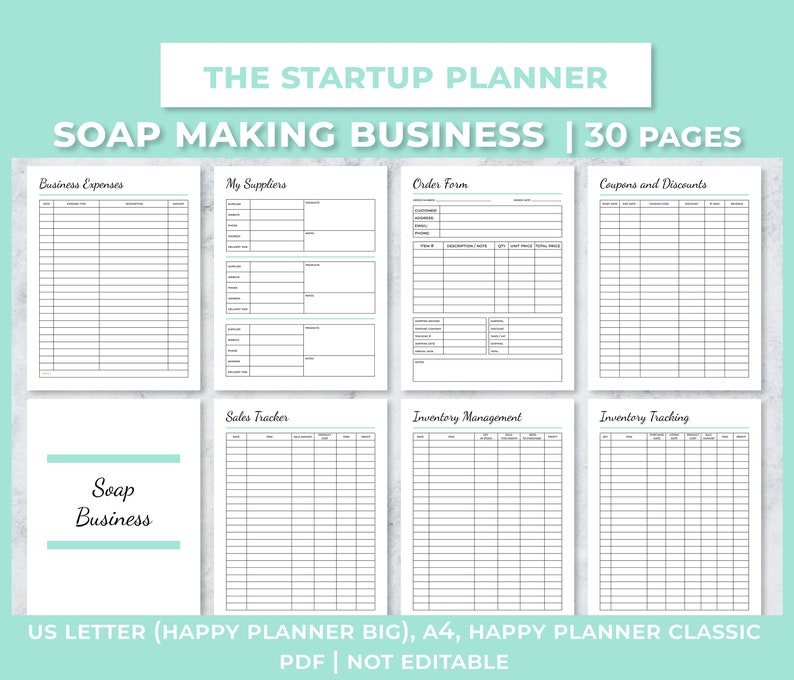 Soap Business Planner Soap Making Business Kit Soap Order Etsy
