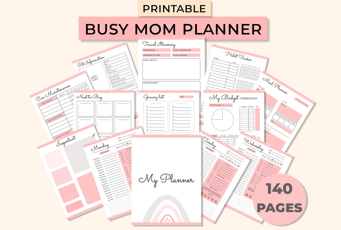 Busy Mom Planner, Home Management Planner, Ultimate Life Planner Bundle, Working Mom Planner, Printable planner image 1