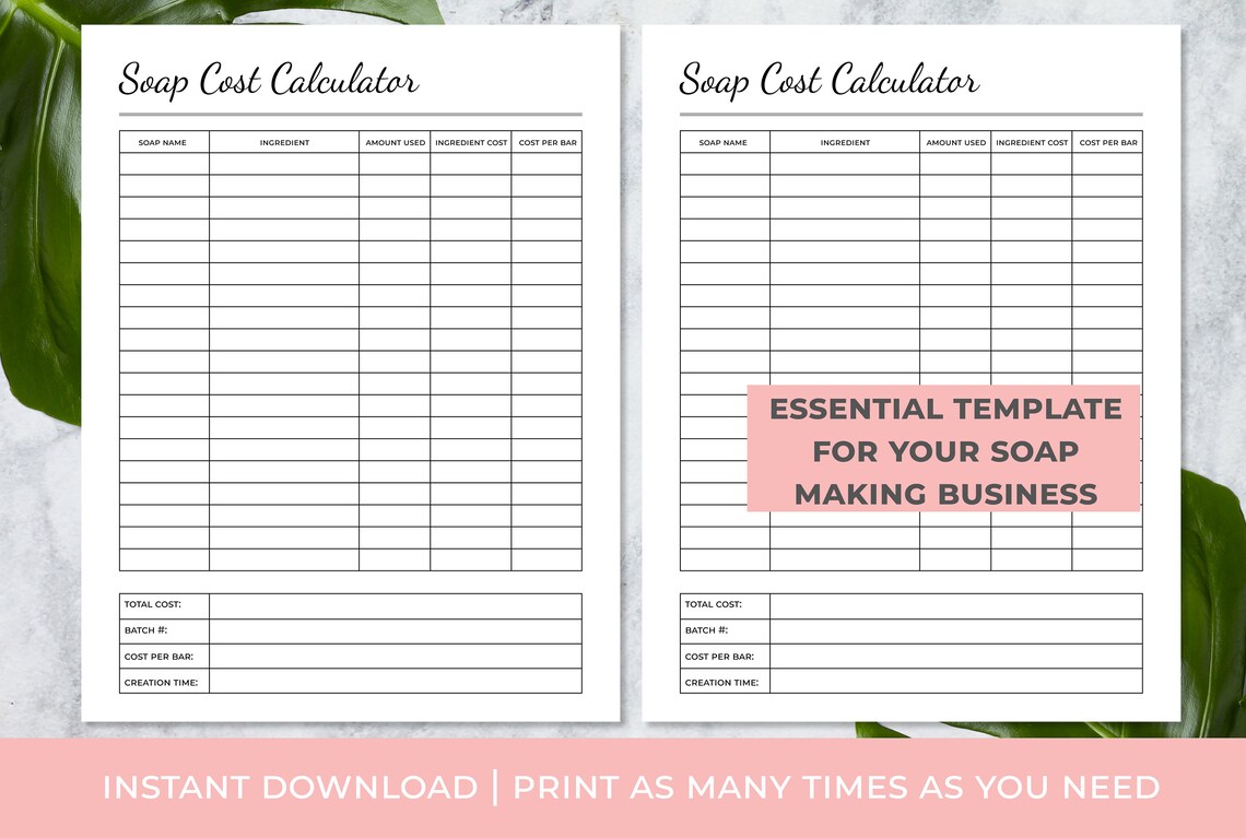 Soap Making Cost Calculator Soap Maker Kit Small Business - Etsy
