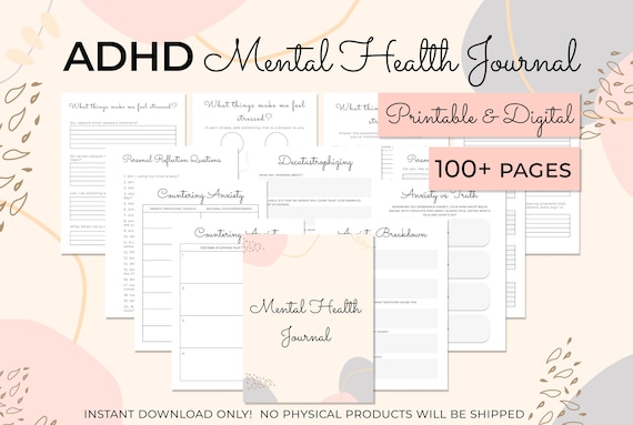ADHD Journal Mental Health Journal Depression Journal Therapy - Etsy