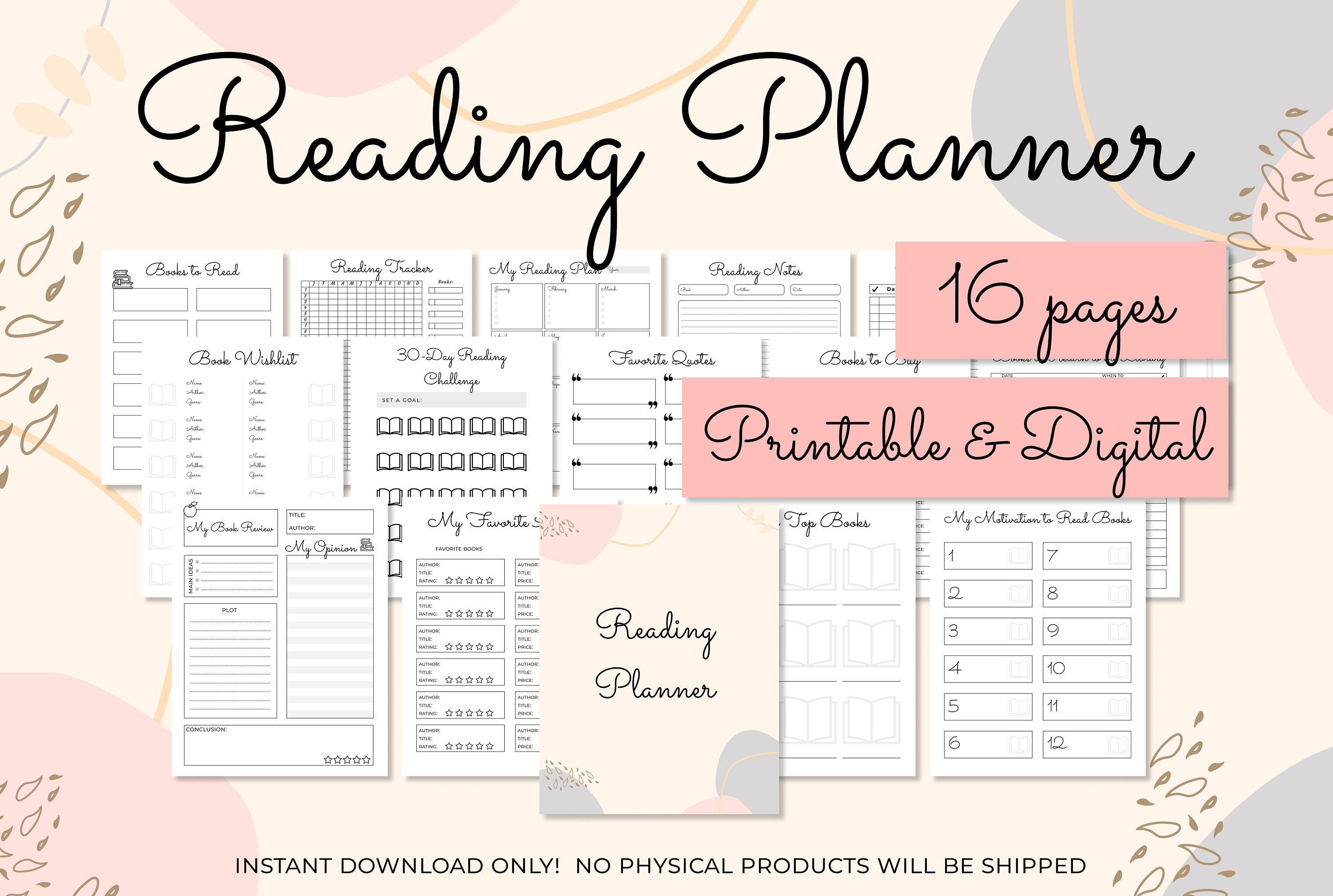 Reading Planner Printable Reading Journal Book Reading | Etsy