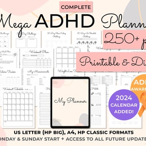 ADHD planner Adults, ADHD planner for work, ADHD organization, adhd journal image 1