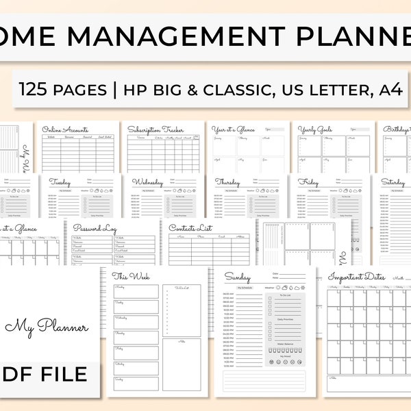 Home Management Planner, Cleaning Planner, Home Organization Printable, Ultimate Life Planner Bundle