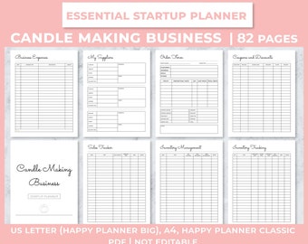 Candle Business Planner, Small Business Planner, Candle Order Form, Candle Making Recipe Craft Business, Business Spreadsheet, Craft Planner