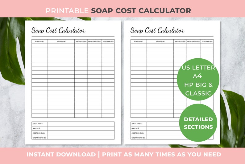 Soap Making Cost Calculator, Soap Maker Kit, Small Business Planner - Etsy
