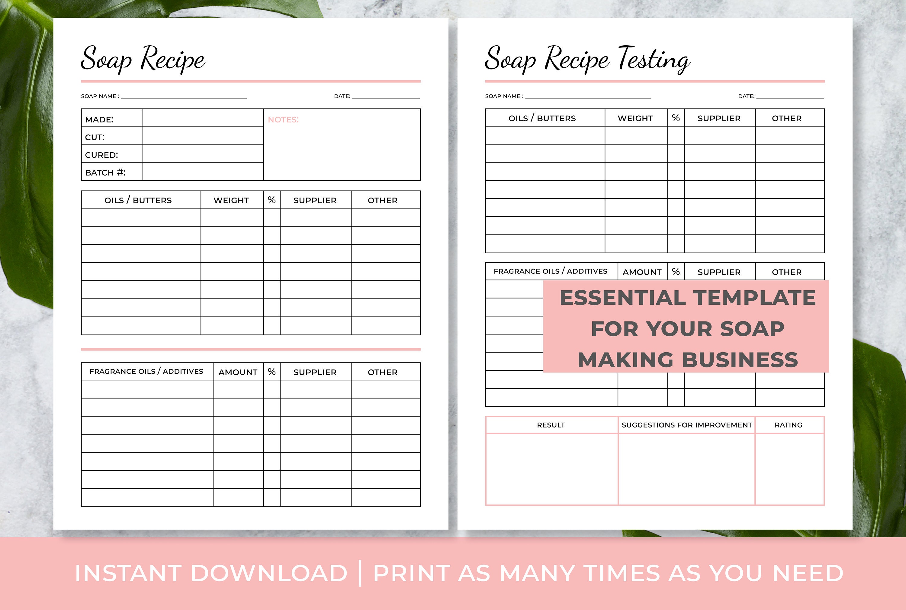 Soap Recipe Sheet Soap Maker Kit Small Business Planner Etsy Australia
