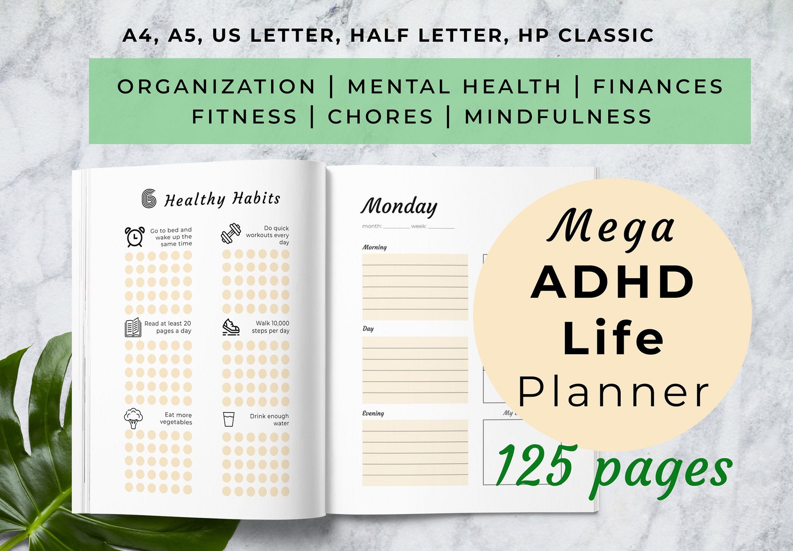 ADHD planner adults Life Planner Bundle Instant download Etsy