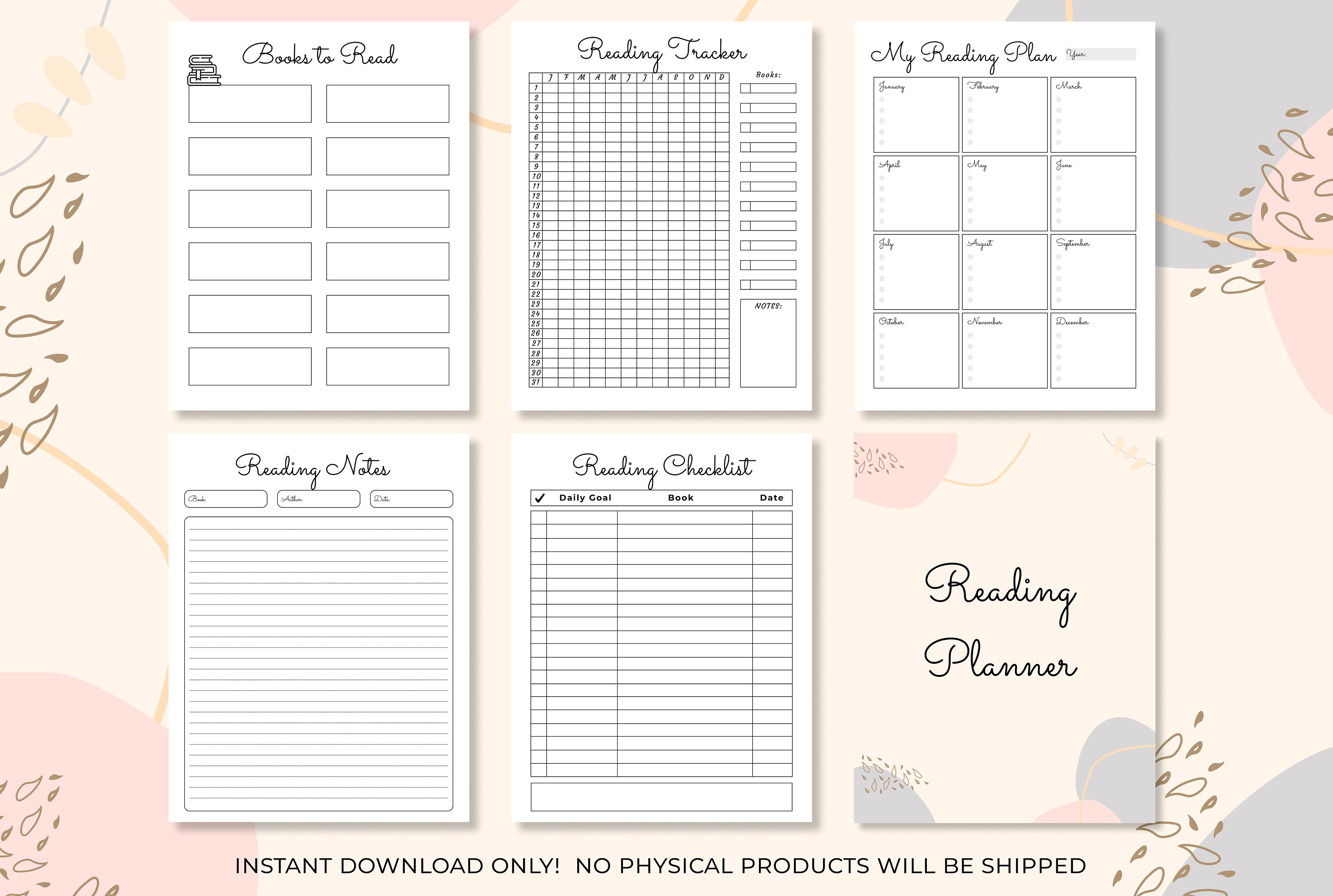 Reading Planner Printable Reading Journal Book Reading | Etsy