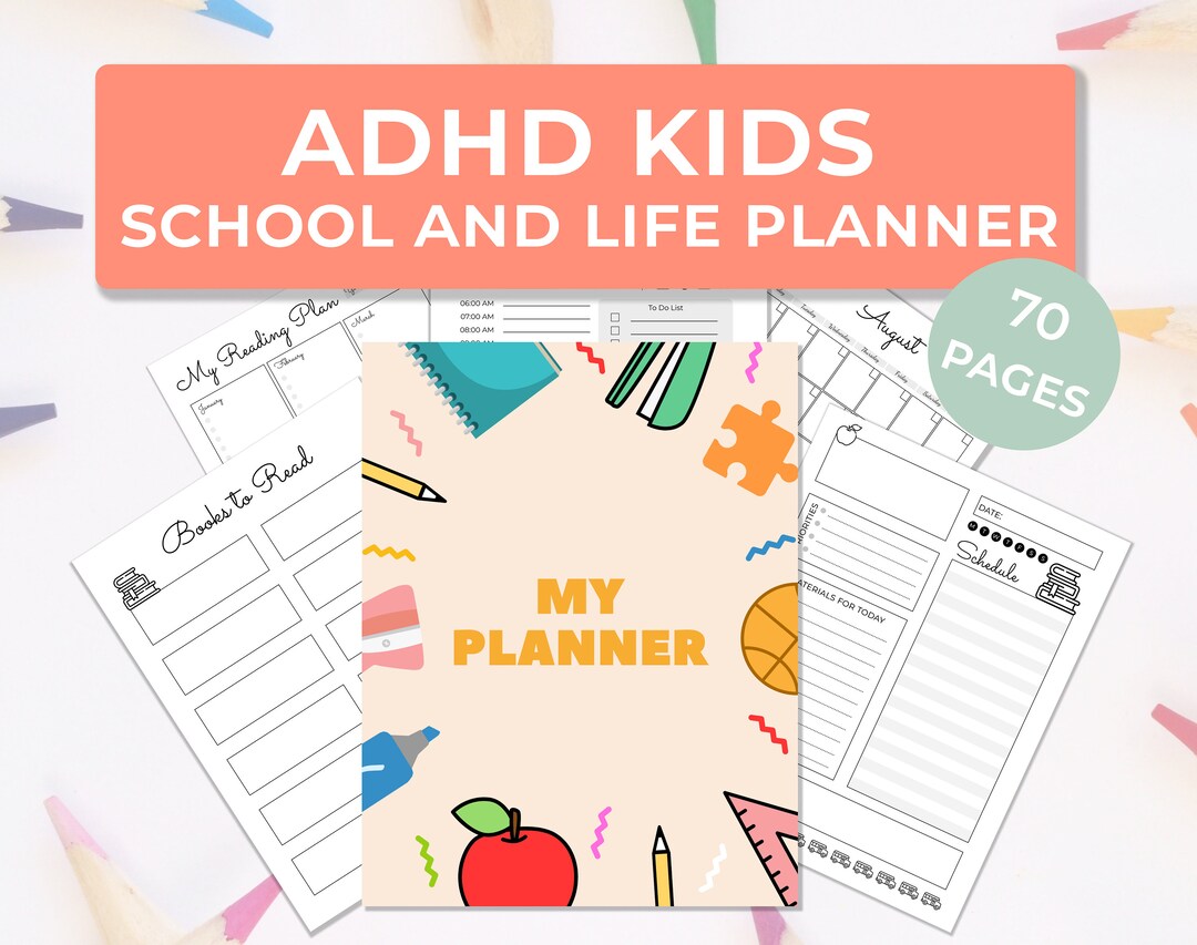 ADHD Planner for Kids, School Planner for Kids, Student Planner, Study ...