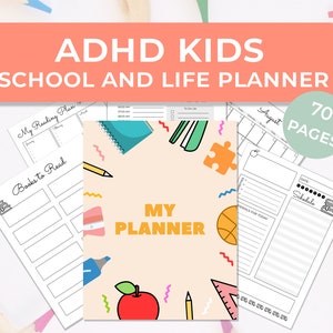 ADHD planner for kids, School Planner for Kids, Student Planner, Study Planner for kids Printable, Homeschool Planner, Middle School Planner