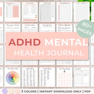 Mental Health journal, Therapy journal,  ADHD journal, ADHD planner, Self care planner, Digital journal, ADHD organization