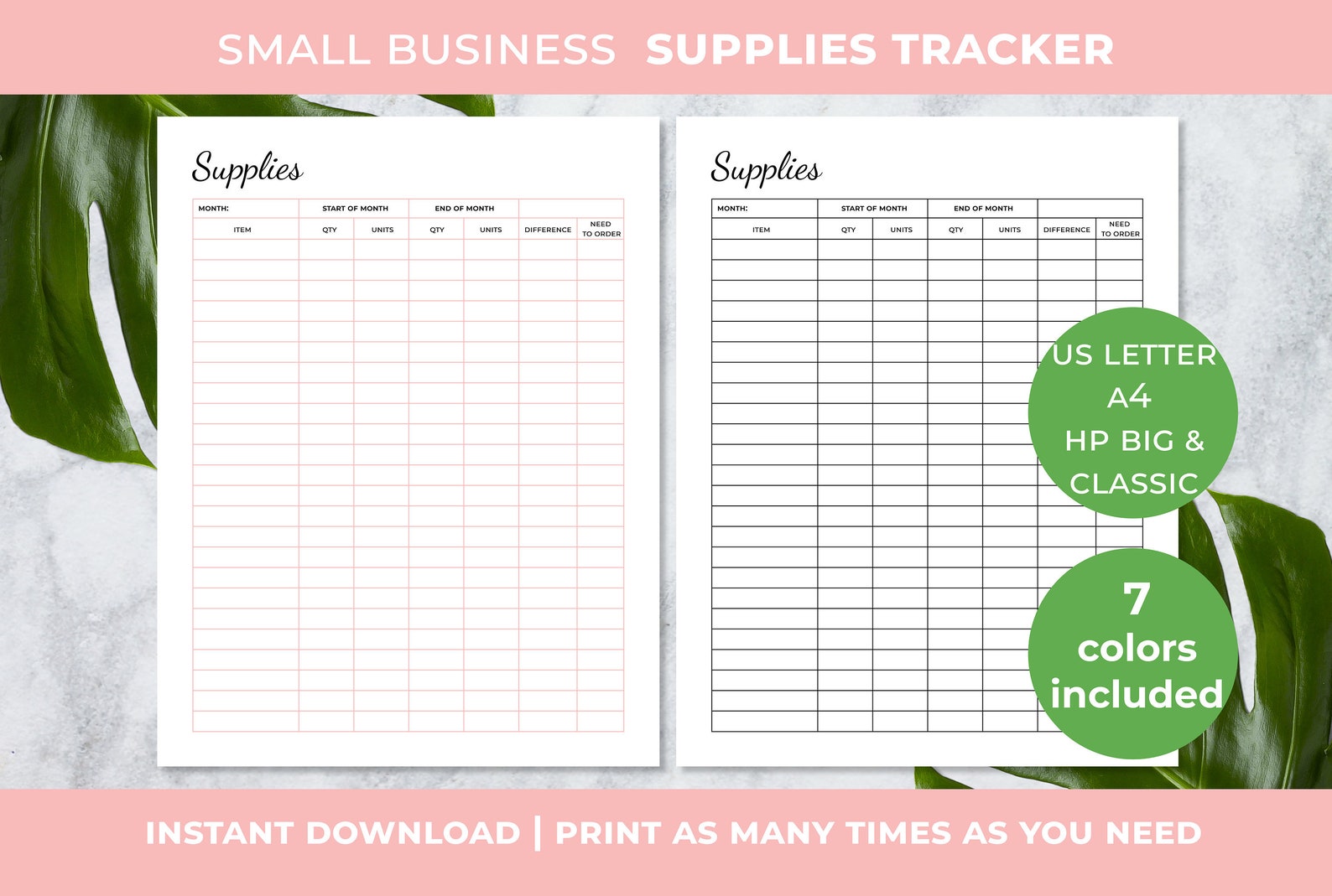 Supply List Template, Inventory Spreadsheet, Supply Order Form, Small ...