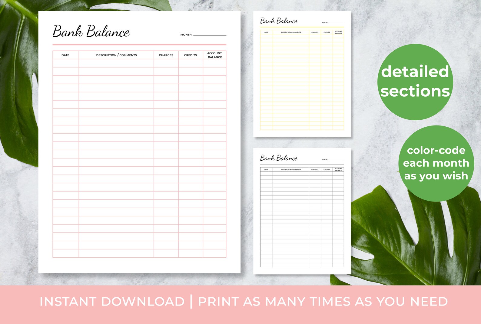 Printable Bank Balance Tracker Financial Planner Insert Etsy UK