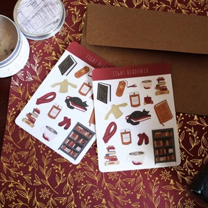Light Academia Cozy Library Book Aesthetic Sticker Sheet