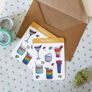 LGBT+ Pride Flagge Cocktails Stickerbogen - Sommer Getränke Aufkleber