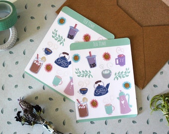 Tea Time Sticker Sheet - Cute Bujo Stickers - Planner Stickers