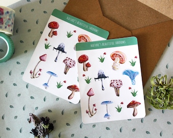 Mushroom Sticker Sheet- Cute Nature Bujo Stickers - Planner Stickers