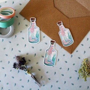 Niedliche Meerjungfrau in einer Flasche Vinyl Sticker