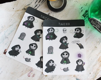 Cute Plague Doctor Bird Halloween Creepy Sticker Sheet