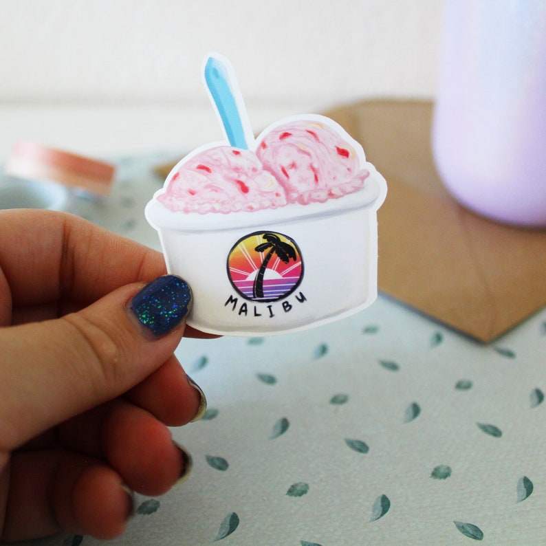 Malibu Strawberry Ice Cream Vinyl Sticker Etsy