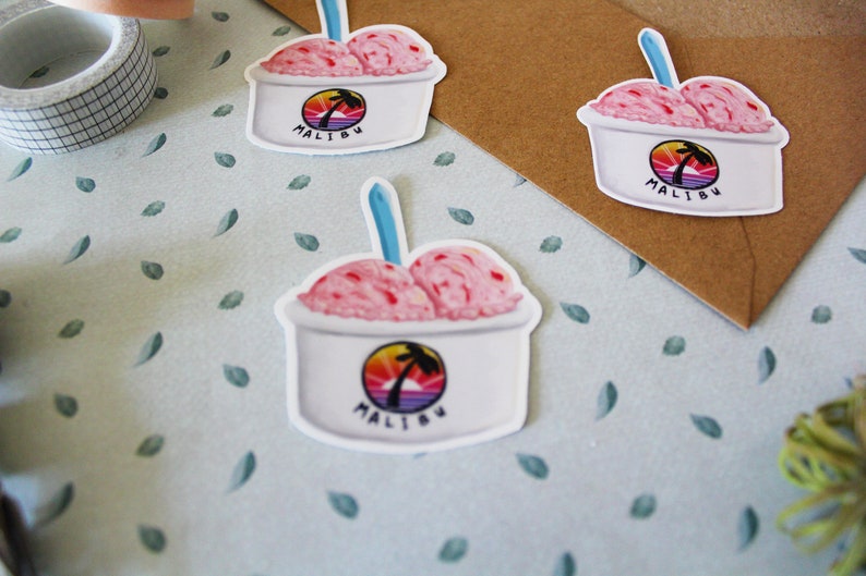 Malibu Strawberry Ice Cream Vinyl Sticker Etsy