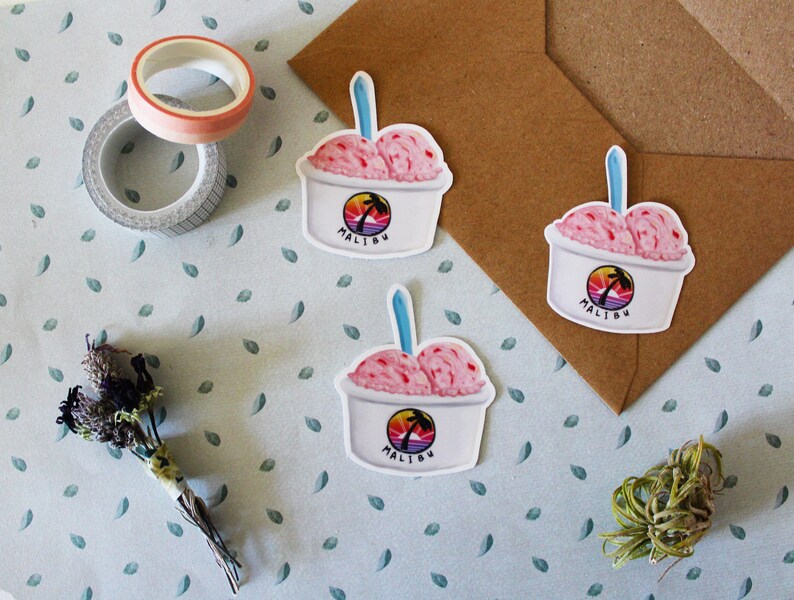 Malibu Strawberry Ice Cream Vinyl Sticker Etsy